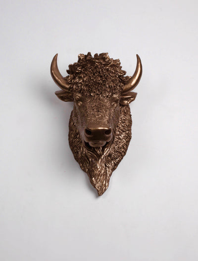 Bronze Bison Head Wall Mount