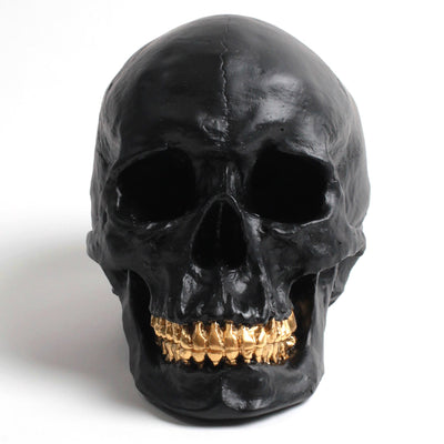 The Fitz in Black with Gold Teeth | Trendy Victorian Gothic Human Skull Art