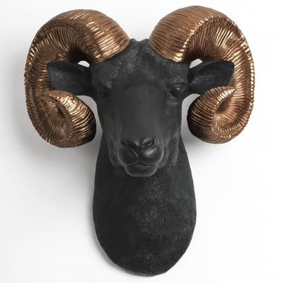 The Darby in Black & Bronze - XL Ram Head | Bighorn Sheep Modern Farmhouse Decor