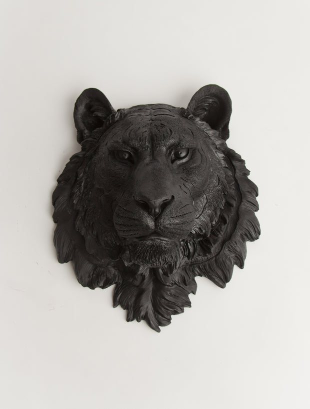 The Ludwig | Tiger Head | Faux Taxidermy | Black Resin