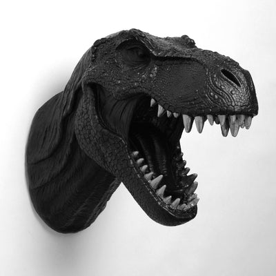 The Rufus in Black w/ Silver Teeth | Modern T-Rex Decor, Dinosaur Art