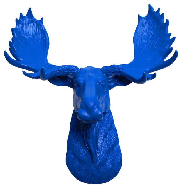 blue resin mini moose head faux taxidermy art by WhiteFauxTaxidermy