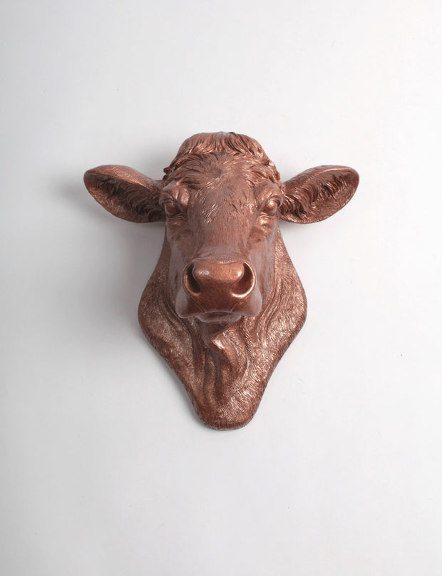 Back in Stock! The Bessie in Copper, Cow Head Wall Decor