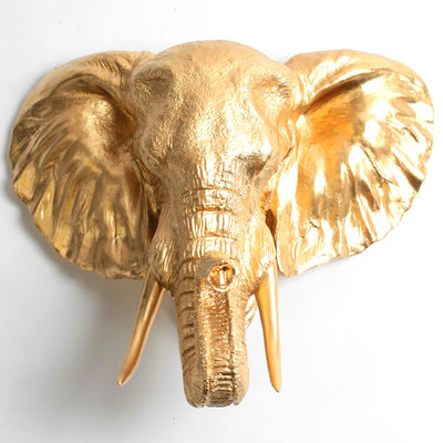 Large Gold Elephant Head Wall Mount, The Toker