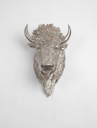 The Mellby in Silver | Bison Head | Faux Taxidermy | Silver Resin