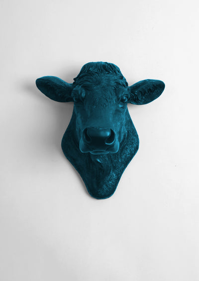 Back in Stock! The Bessie in Petrol, Cow Head Wall Decor