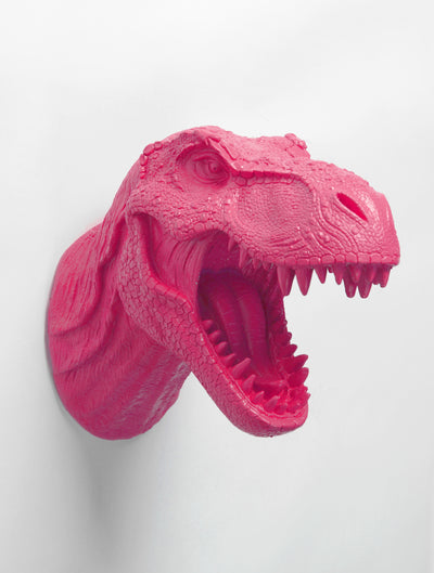 Pink Trex head Wall Decor, Fake Taxidermy Dinosaur