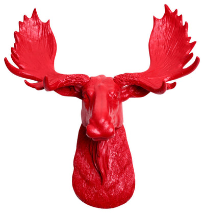 red resin mini moose head faux taxidermy art by WhiteFauxTaxidermy