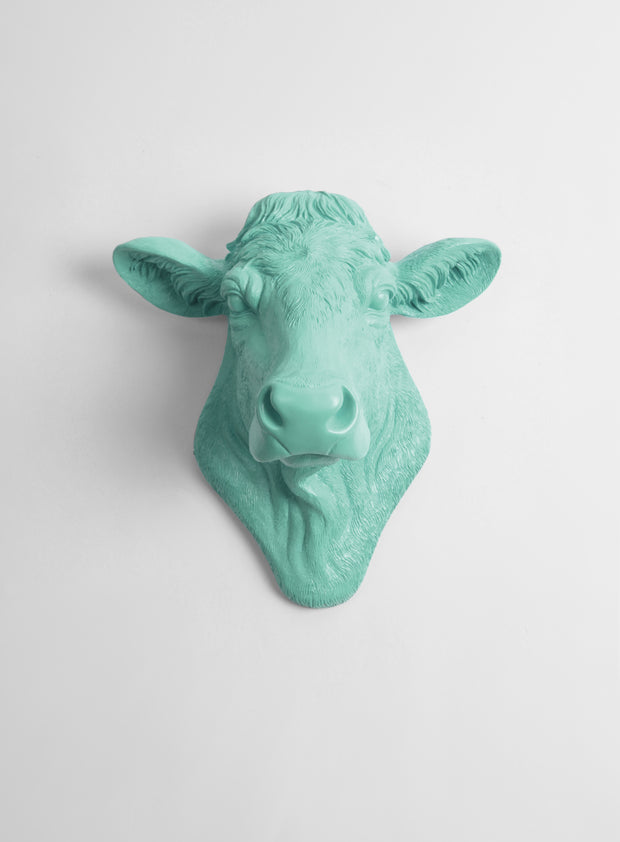 Back in Stock! The Bessie in Seafoam Green, Cow Head Wall Decor