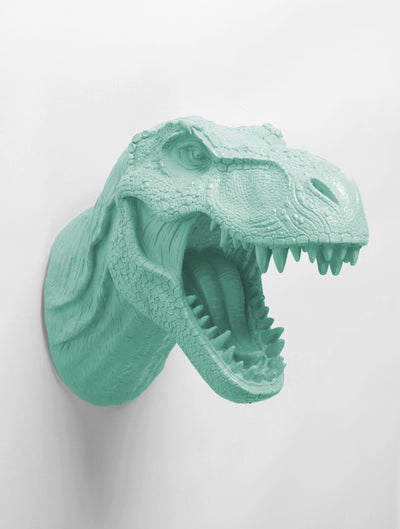 trex dinosaur head Trophy Form in Seafoam Green