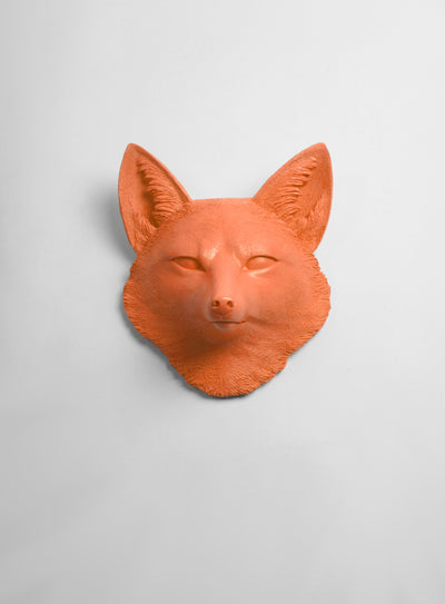 The Sylvester in Tangerine Orange, Faux Taxidermy Fox Decor Head