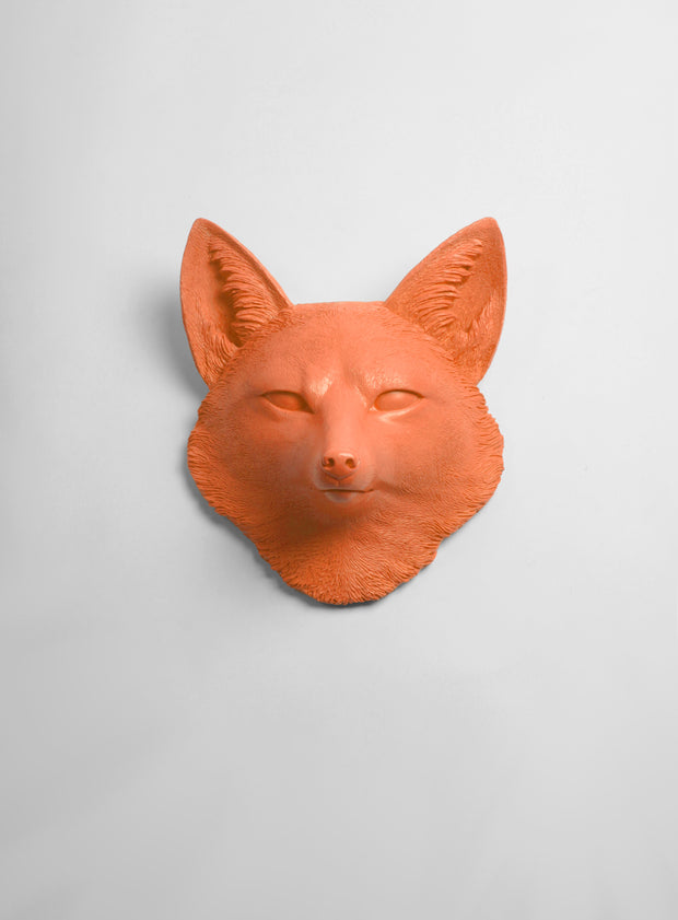 The Sylvester in Tangerine Orange, Faux Taxidermy Fox Decor Head