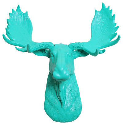 turquoise resin mini moose head faux taxidermy art by WhiteFauxTaxidermy
