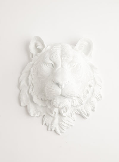 The Theodore | Tiger Head | Faux Taxidermy | White Resin