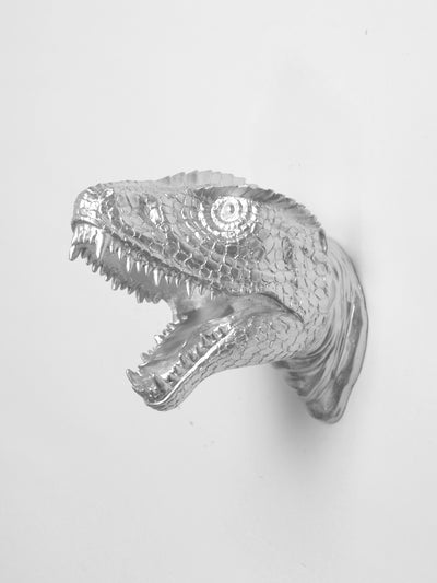 The MINI Wilbur in Silver | Modern T-Rex Decor, Dinosaur Art
