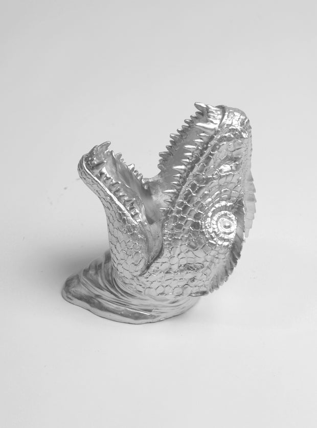 The MINI Wilbur in Silver | Modern T-Rex Decor, Dinosaur Art