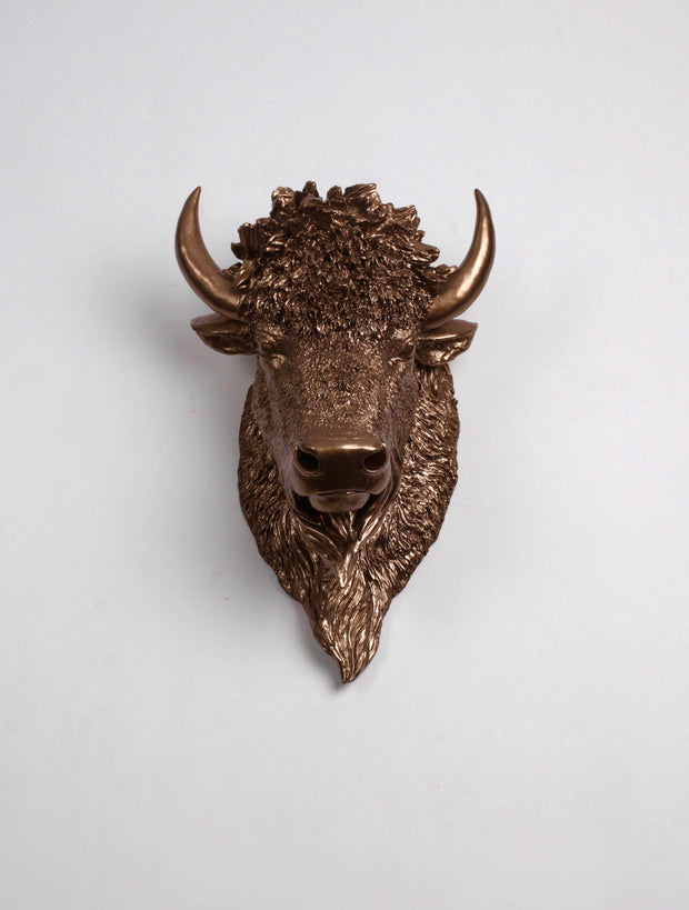 Bronze Bison Head Wall Mount