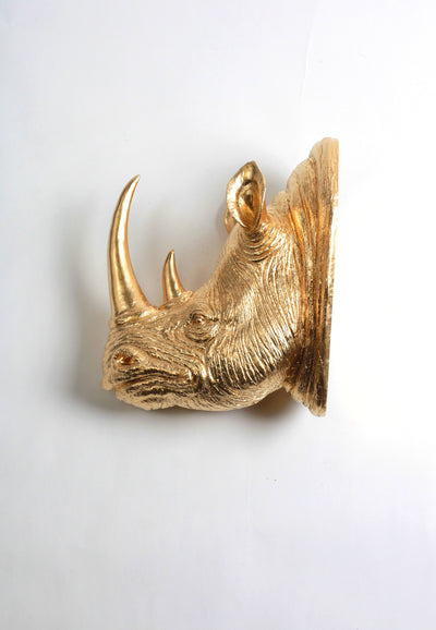 Gold Rhino Head Wall Sculpture