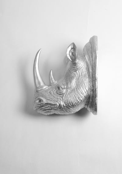 Silver Rhino Head Wall Mount