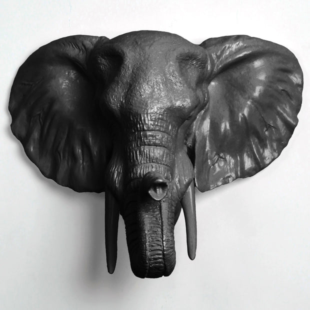 The Tolsby in Black | Elephant Head Wall Mount Faux Taxidermy | Boho Decor