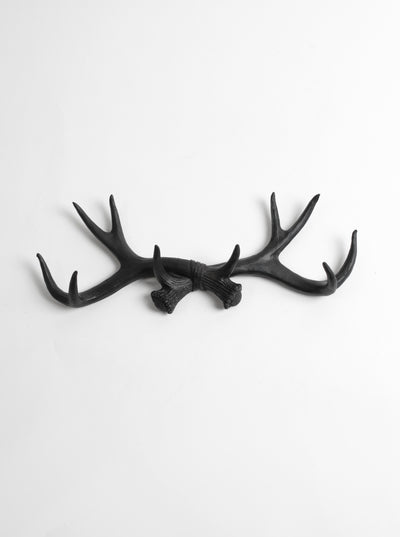 Black Antler Wall Rack | Deer Antler Hook | Black Resin Antlers