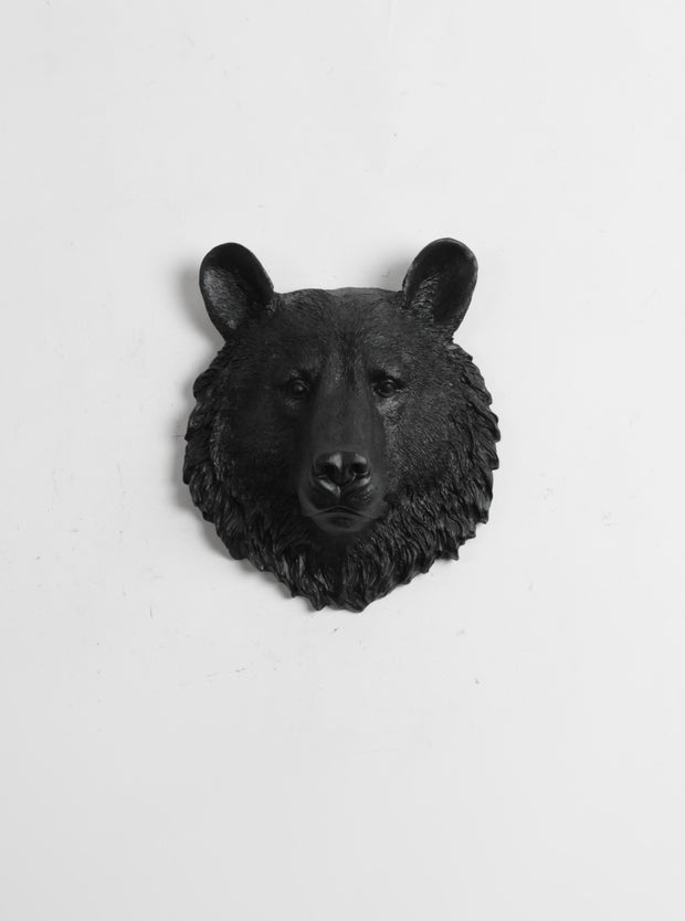 The Tippens | Mini Bear Head | Faux Taxidermy | Black Resin