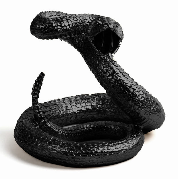 The Snake in Black | Contemporary Western Rattlesnake Sculpture, Modern Farmhouse Home Decor