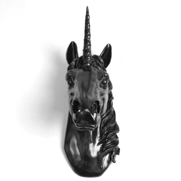 (PRE-SALE) The Bayer in Black | Large Chic Unicorn Decor, Faux Wall Mount