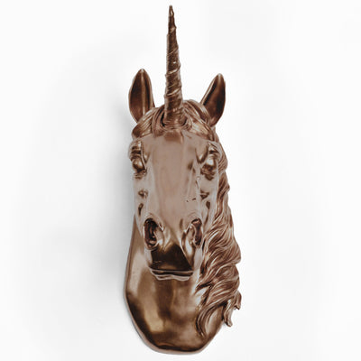 Back in Stock! The Bayer in Bronze | Large Chic Unicorn Decor, Faux Wall Mount