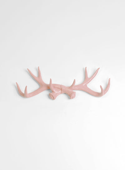 faux antler decor wall hanging in cameo pink