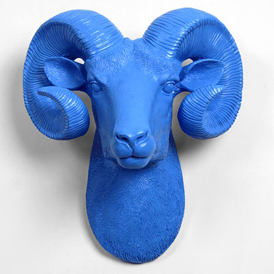 The Darby in Cobalt - XL Ram Head | Bighorn Sheep Modern Farmhouse Decor