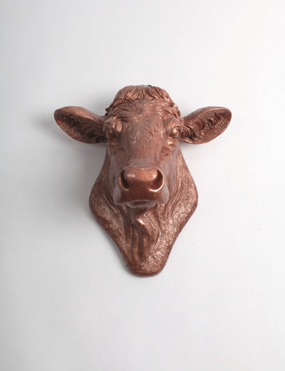 Back in Stock! The Bessie in Copper, Cow Head Wall Decor