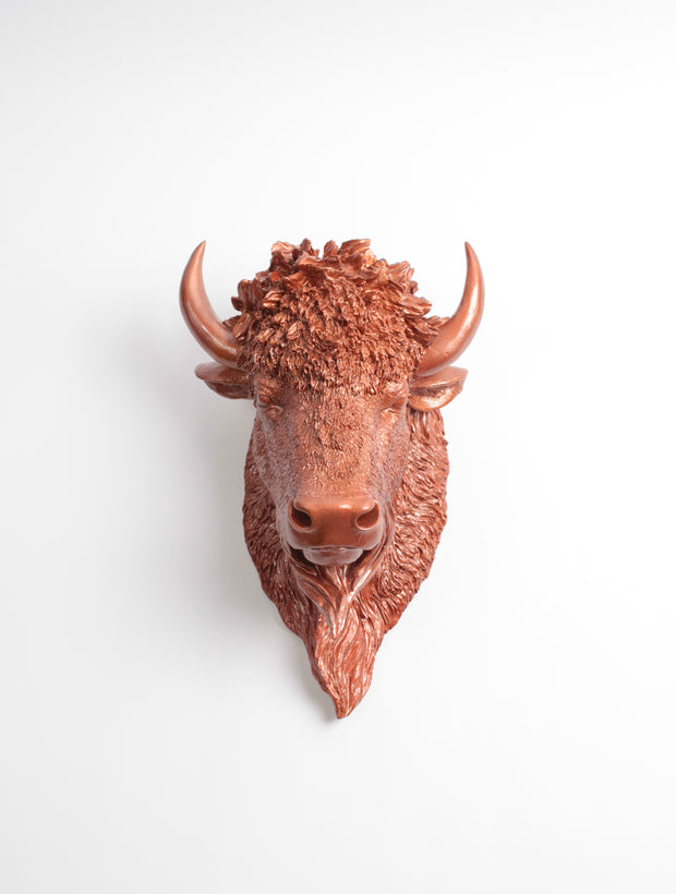The Goldie | Bison Head | Faux Taxidermy | Copper Resin