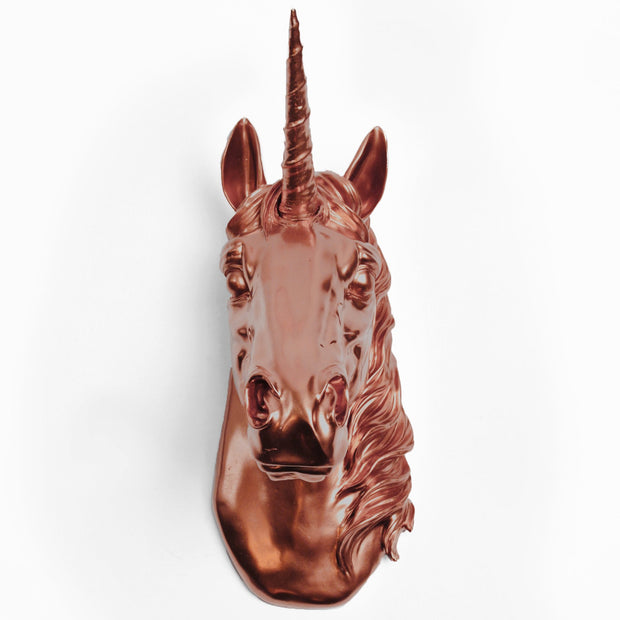 (PRE-SALE) The Bayer in Copper | Large Chic Unicorn Decor, Faux Wall Mount