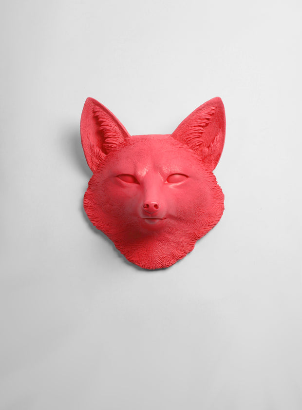 The Sylvester in Coral, Faux Taxidermy Fox Decor Head