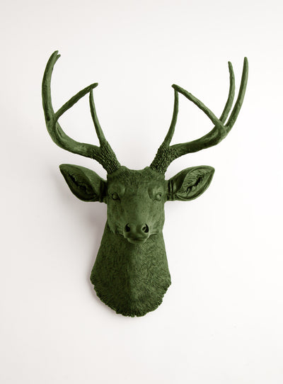 forest green deer head wall decor. forest green fake deer head wall trophy made of resin