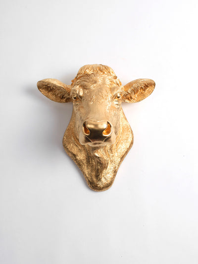 Back in Stock! The Bessie in Gold, Cow Head Wall Decor