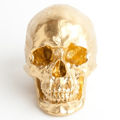 The Fitz | Gold Faux Human Skull | Gold Resin
