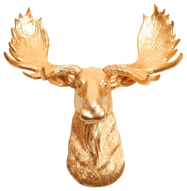 metallic gold resin mini moose head faux taxidermy art by WhiteFauxTaxidermy