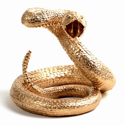 The Snake in Gold | Contemporary Western Rattlesnake Sculpture, Modern Farmhouse Home Decor