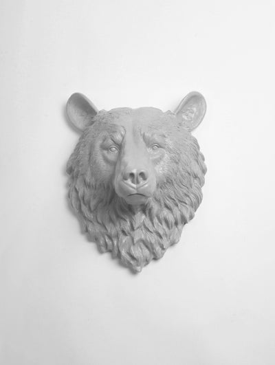 The Raleigh in Gray | Bear Head | Faux Taxidermy | Gray Resin