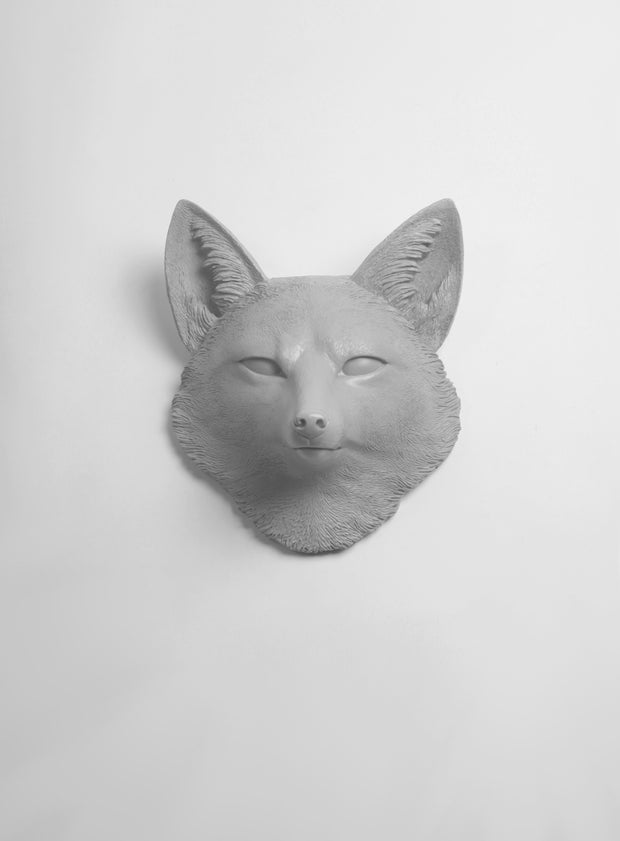 The Sylvester in Gray, Faux Taxidermy Fox Decor Head
