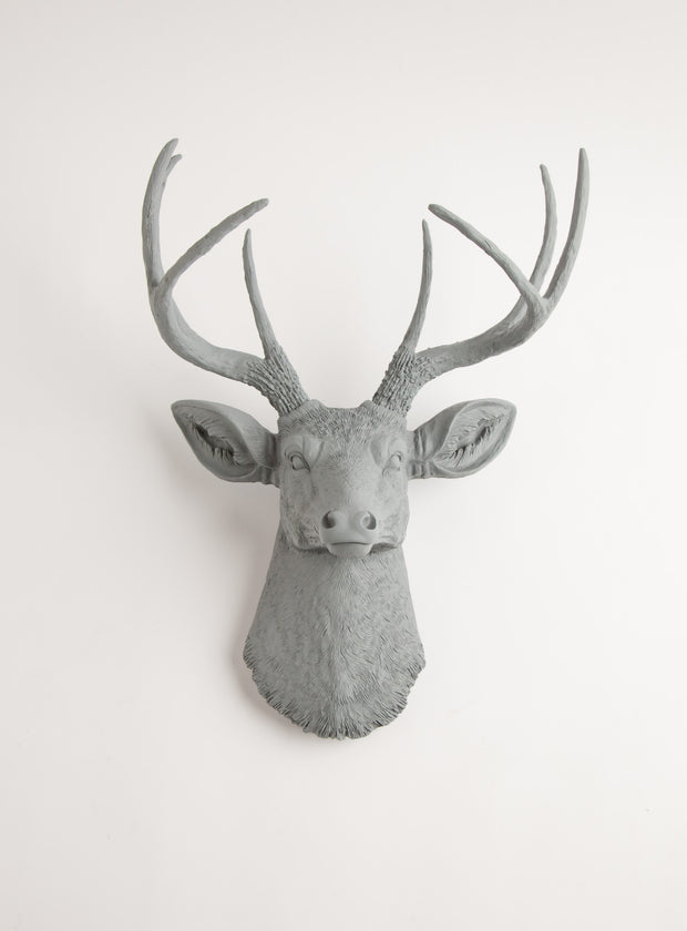 Gray Wall Decor Deer Head, The Geoffrey. gray faux stag head wall mount 