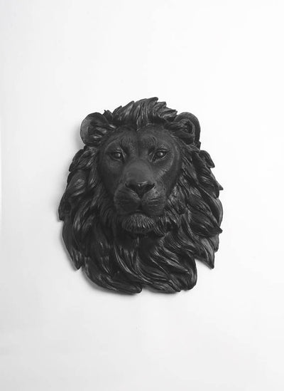 The Alvina | Lion Head | Faux Taxidermy | Black Resin