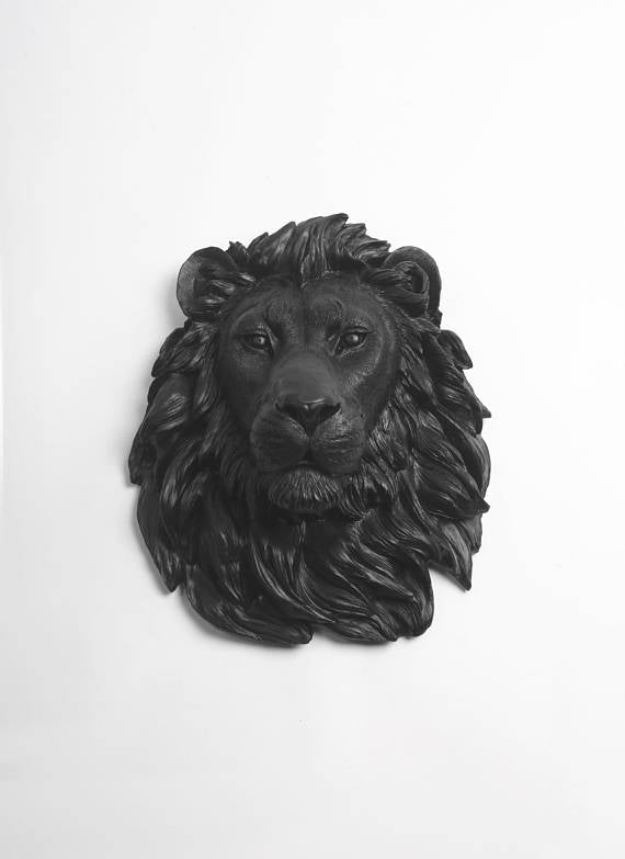 The Alvina | Lion Head | Faux Taxidermy | Black Resin