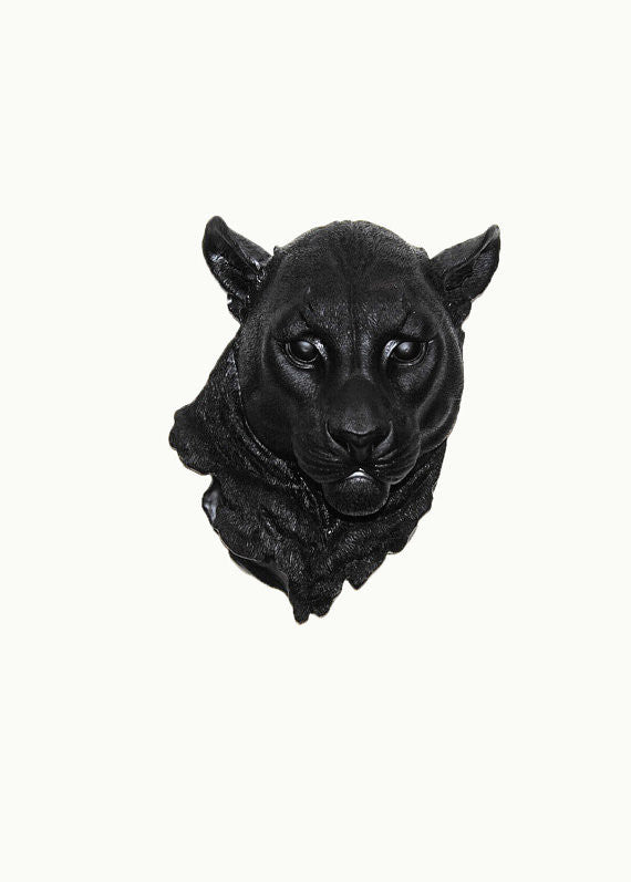 The Hunter | Panther Head | Faux Taxidermy | Black Resin