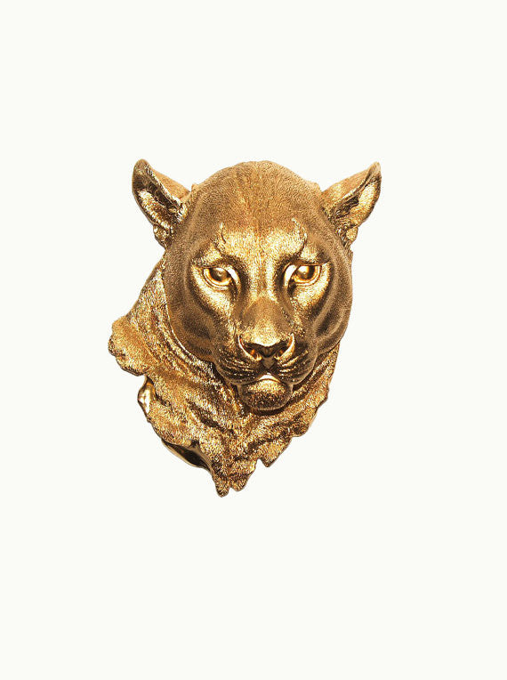 The Orion | Cougar Head | Faux Taxidermy | Gold Resin