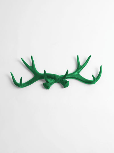 Kelly Green Antler Wall Rack | Deer Antler Hook | Resin Antlers