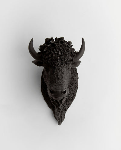 The Manstad | Bison Head | Faux Taxidermy | Black Resin