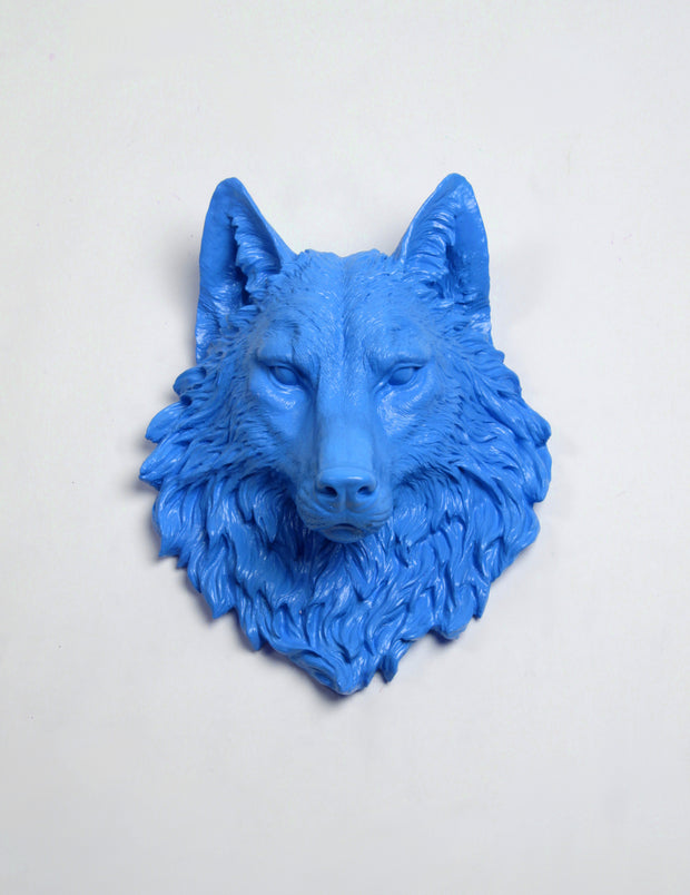 Cobalt Faux Wolf Head The Lincoln in Cobalt - Resin Wolf Mount by White Faux Taxidermy - Chic & Trendy Faux Animal Heads
